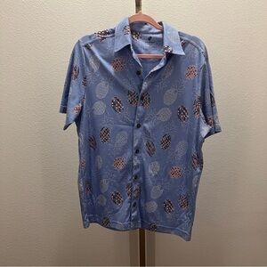 Caribbean Men's SUPIMA Tropical Pineapple Print Button Down Shirt Size Small